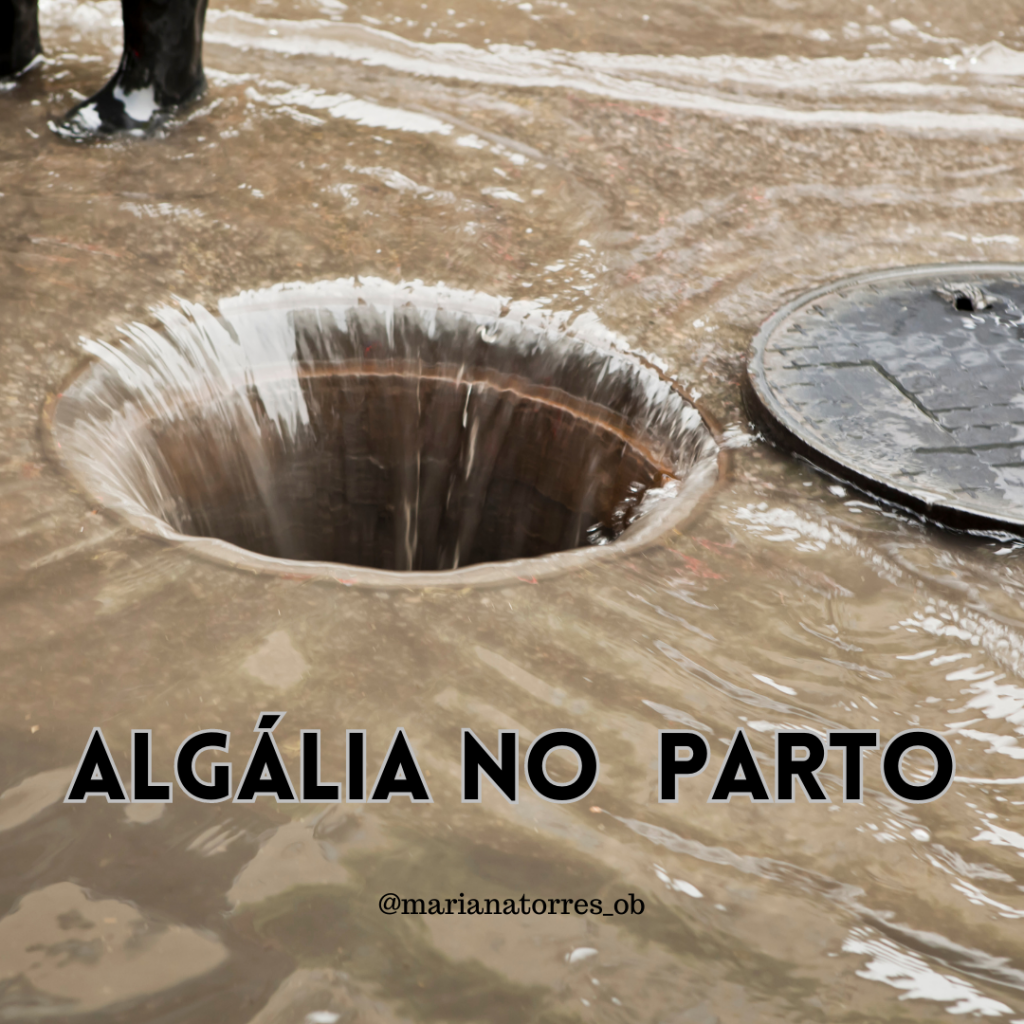 drenagem de esgoto como metáfora para o uso de algalia no parto para esvaziar a bexiga